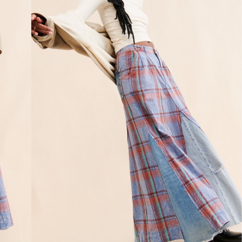 Nuuly Plaid Skirt - Maxi - Denim - Gently Used, excellent condition - MSRP $300